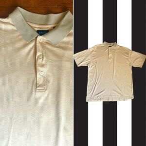 IZOD Polo Shirt Mens XLT Pastel Orange Striped Short Sleeve Mercerized Casual